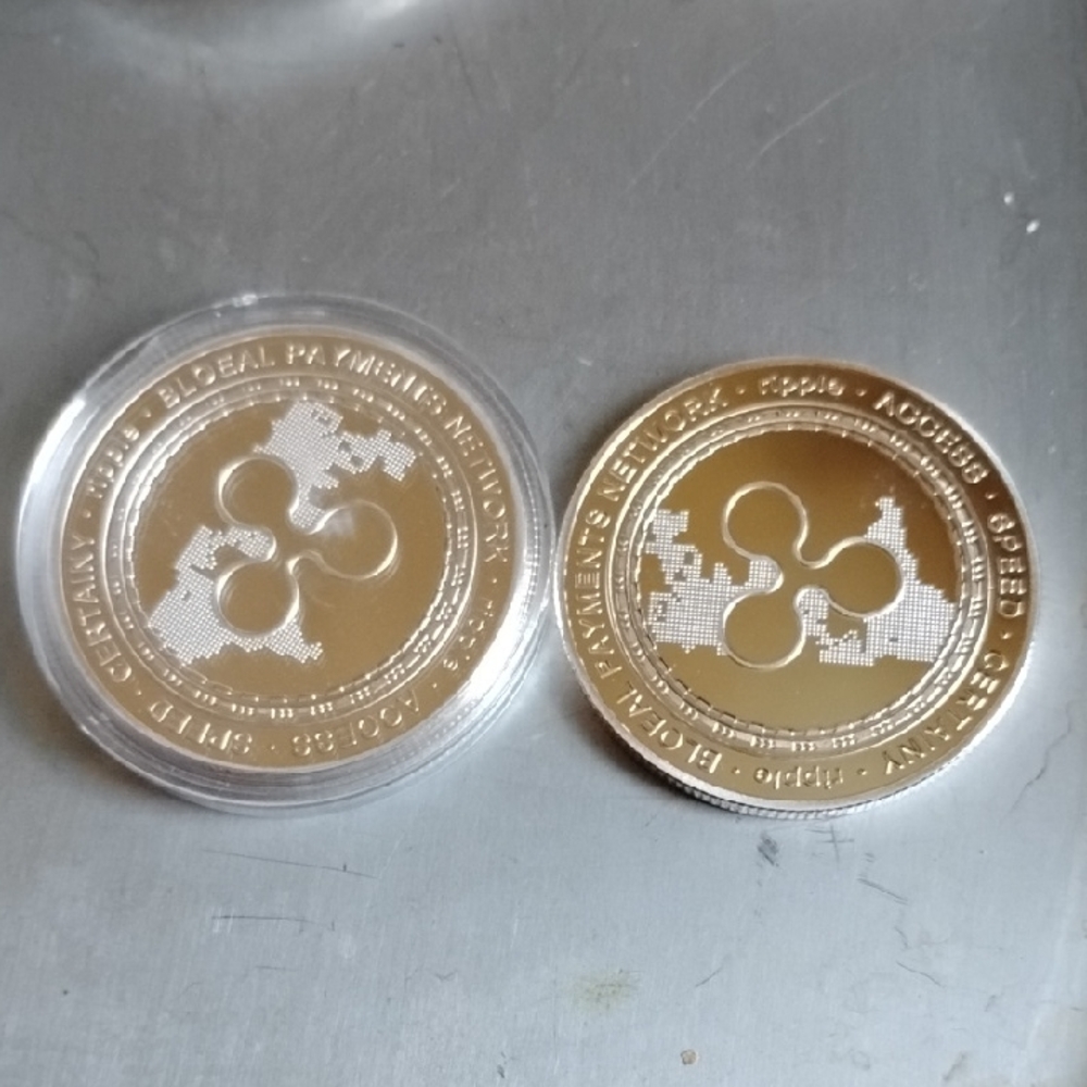 Silver Raised Etched Ripple XRP Commemorative Coin Pair(Mint)